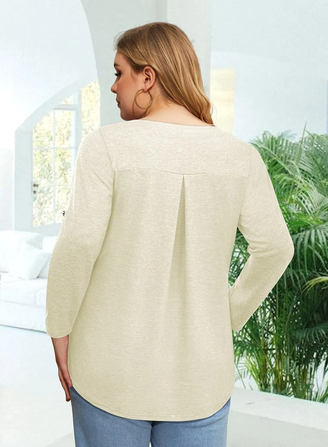 Siddhe Plus Size Tops for Women 3/4 Sleeve Shirts V Neck Blouses Tunic Top Spring Summer 2025