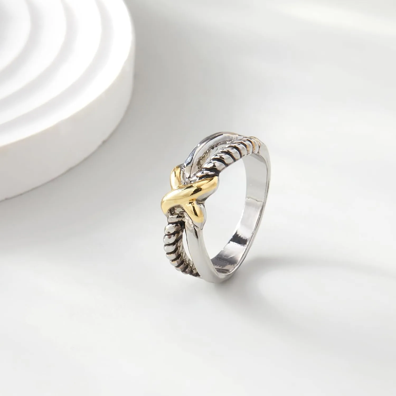 Silver Rings for Women - Gold and Silver Rings Vintage Cross - Chunky Rings Spinelli Two Tone Non Tarnish Fashion Cocktail Statement Rings Jewelry