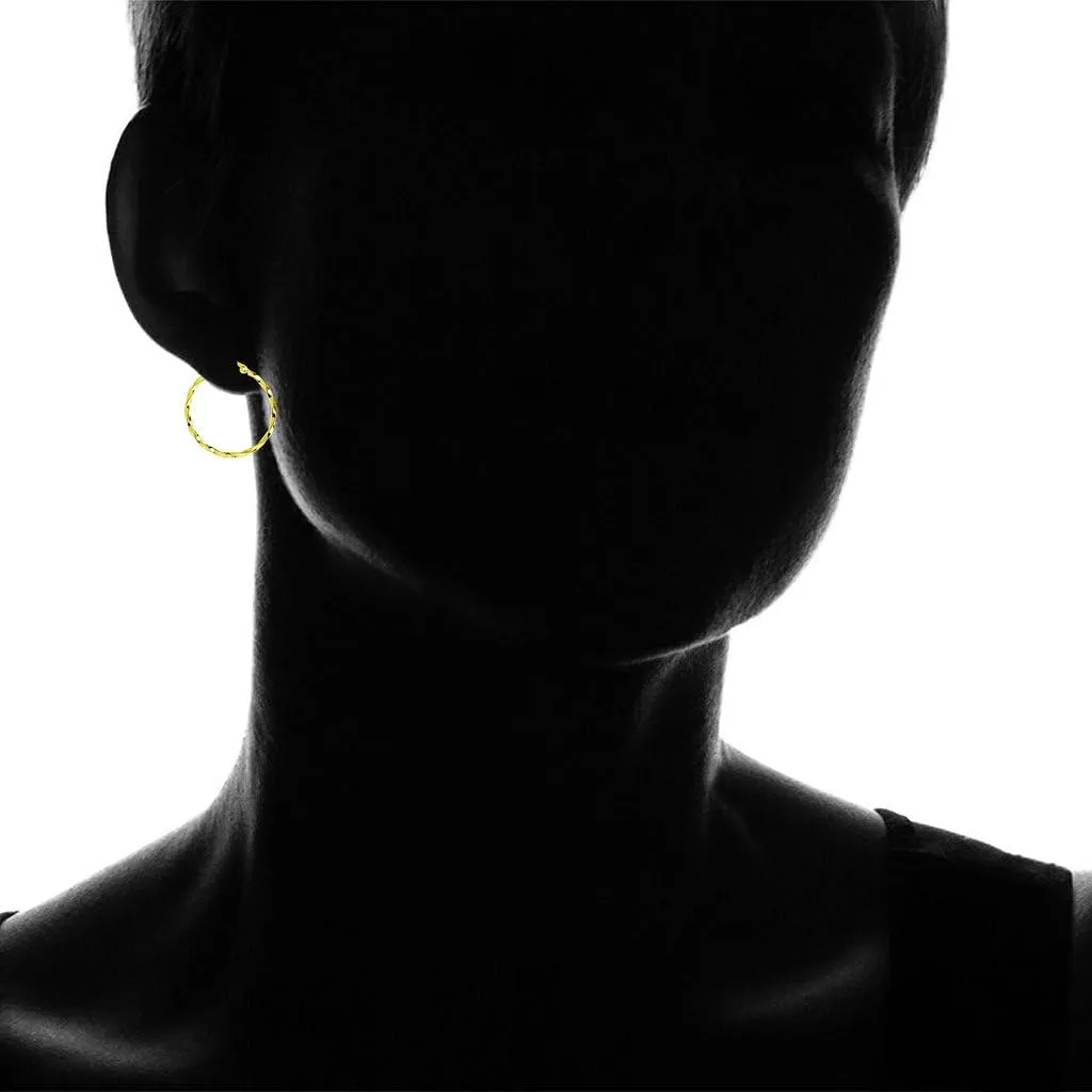 Silverline Jewelry 925 Sterling Silver Gold Overlay Twisted Click-Top High Polished Hoop Earrings 12mm-70mm