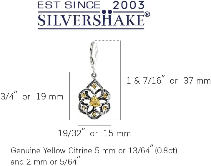 Silvershake Birthstone Gemstone Vintage Style Antique Finishing or 18K Yellow Gold Plated 925 Sterling Silver Scroll/Filigree Weave Drop Dangle Leverback Earrings Jewelry for Women
