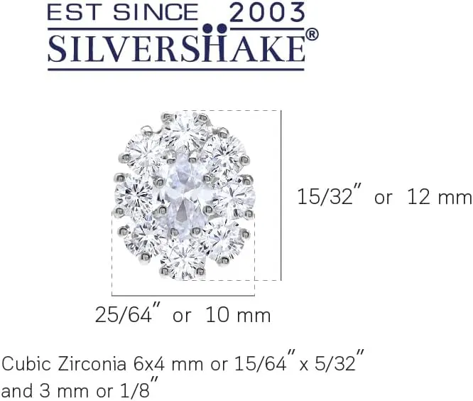 Silvershake White Gold Plated 925 Sterling Silver Flower Cluster Stud Post Gemstone Earrings Jewelry for Women