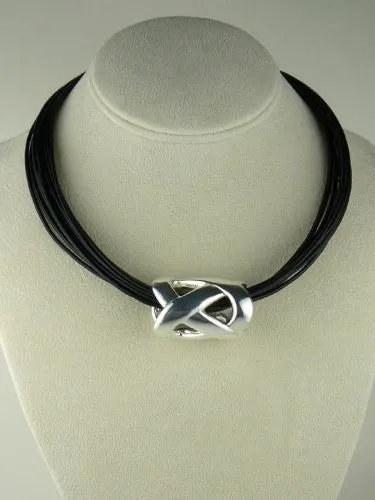 Simon Sebbag Woven Sterling Silver Slide Bead 228 for Leather Necklace