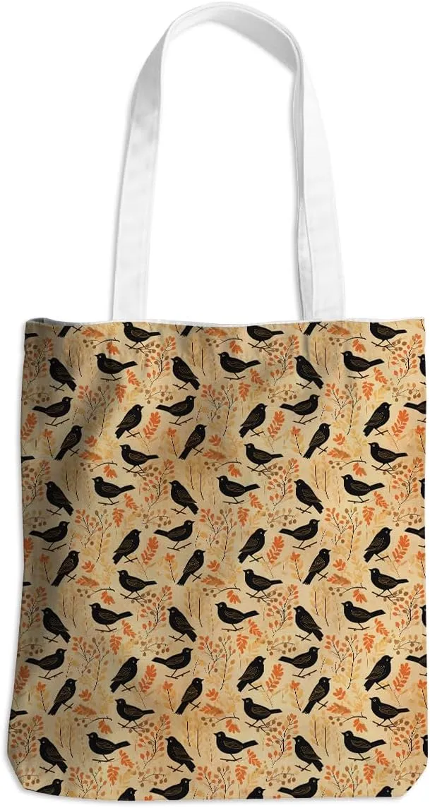 Single-Side Printed Fall Halloween Canvas Tote Bag for Women Pumpkin Autumn Thanksgiving Reusable Grocery Bags