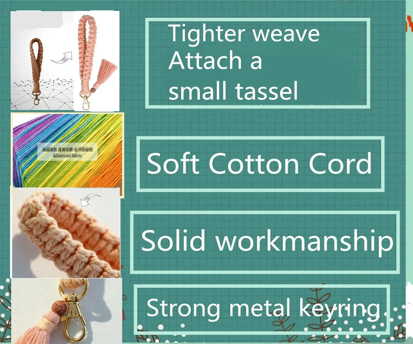 Sither Boho Macrame Keychain Women Handmade Keychain Bracelet Keyring Wristlet Macrame Keychain Holder for Mom's Gift