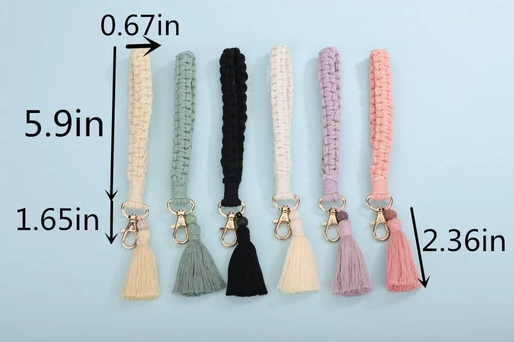 Sither Boho Macrame Keychain Women Handmade Keychain Bracelet Keyring Wristlet Macrame Keychain Holder for Mom's Gift
