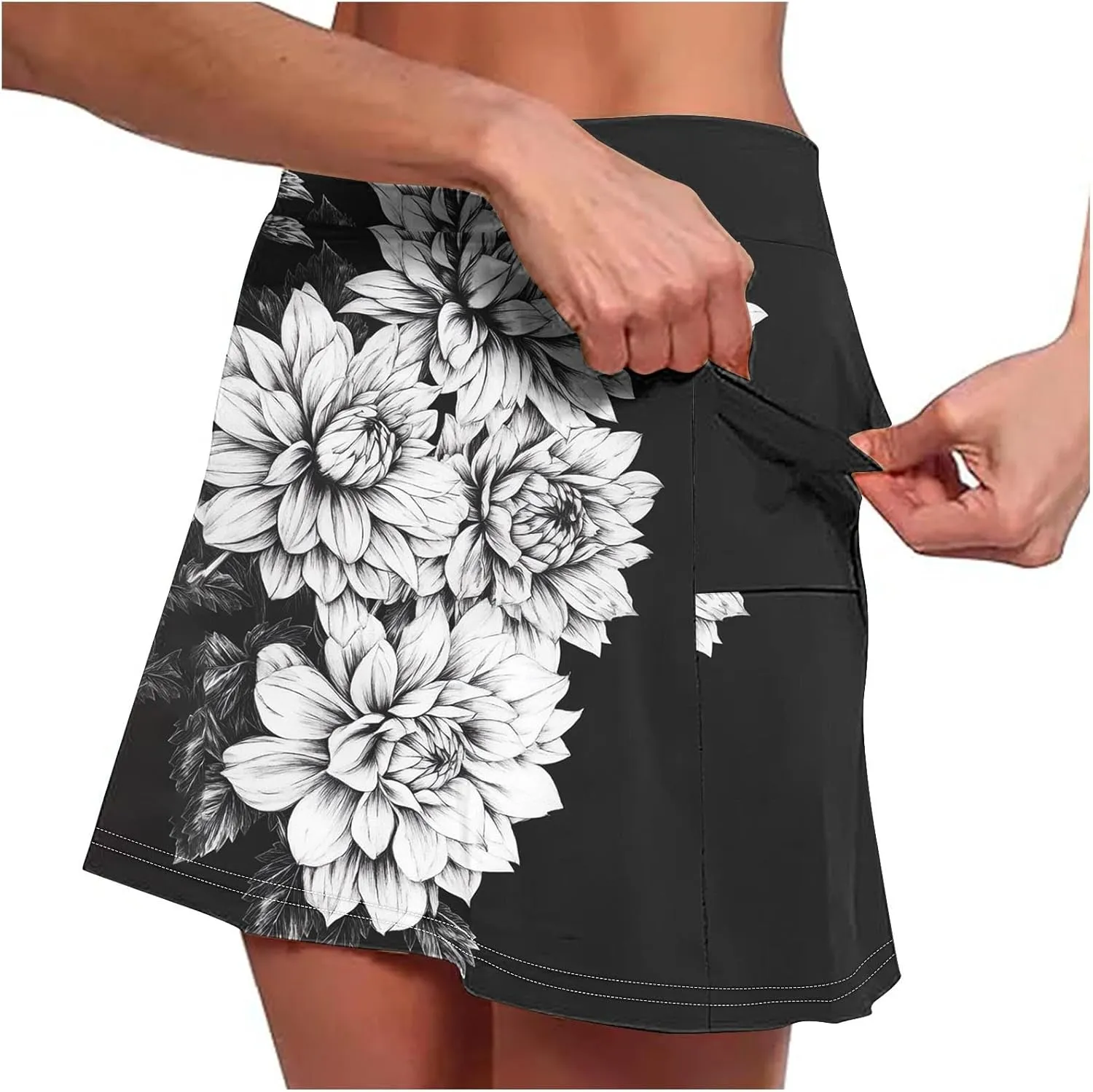 Skorts for Women Fashion High Waist Floral Print Skirts Inner Shorts Summer Sports Running Skirt 2025 Gym Yoga Outfit