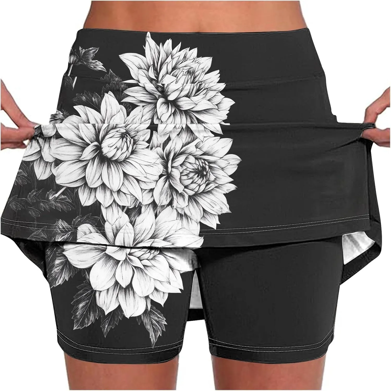 Skorts for Women Fashion High Waist Floral Print Skirts Inner Shorts Summer Sports Running Skirt 2025 Gym Yoga Outfit