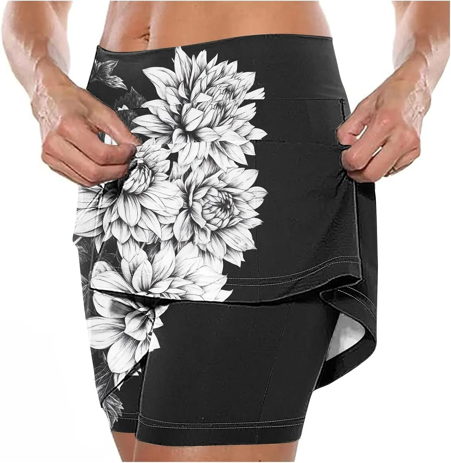 Skorts for Women Fashion High Waist Floral Print Skirts Inner Shorts Summer Sports Running Skirt 2025 Gym Yoga Outfit