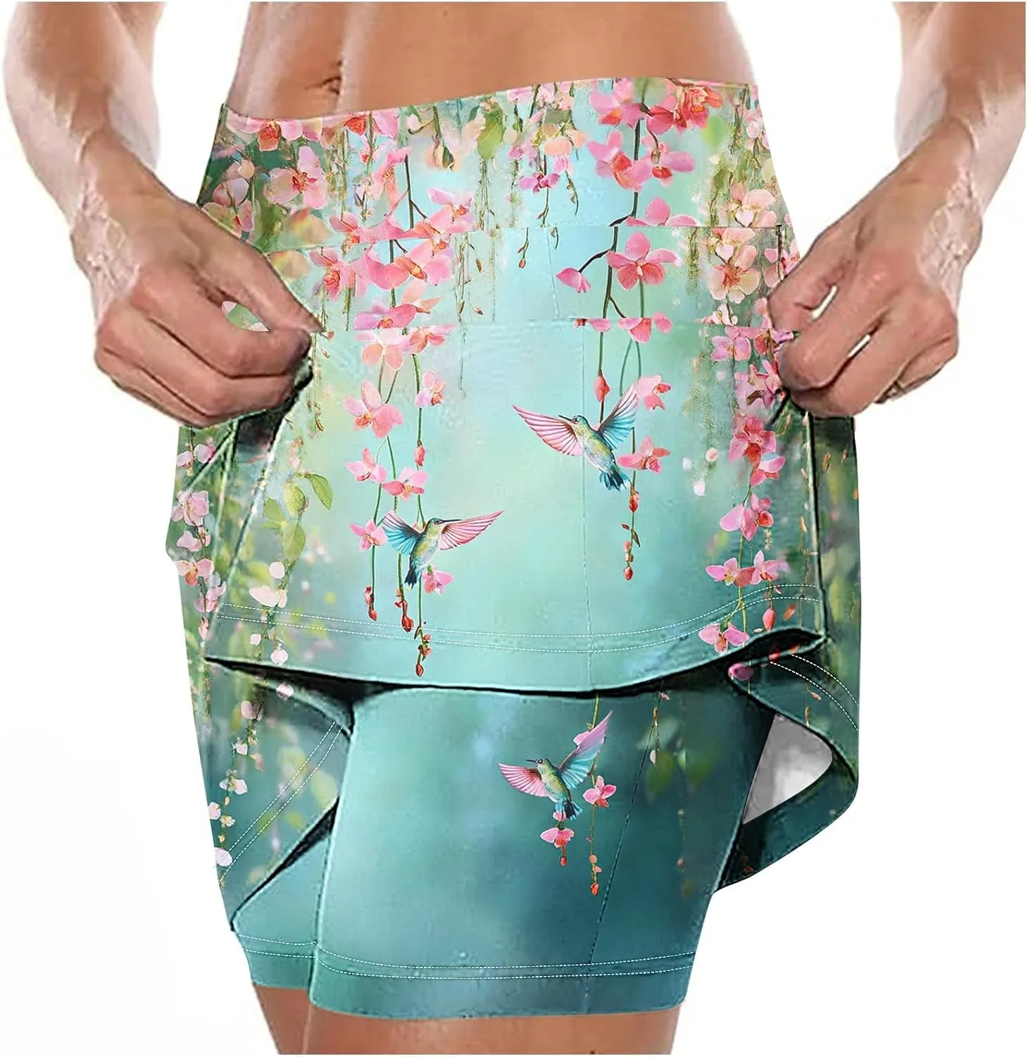 Skorts for Women Fashion High Waist Floral Print Skirts Inner Shorts Summer Sports Running Skirt 2025 Gym Yoga Outfit