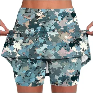 Skorts for Women High Waisted Inner Shorts, Fashion Floral Print Tennis Golf Shorts Mid Waist Comfy Casual Shorts