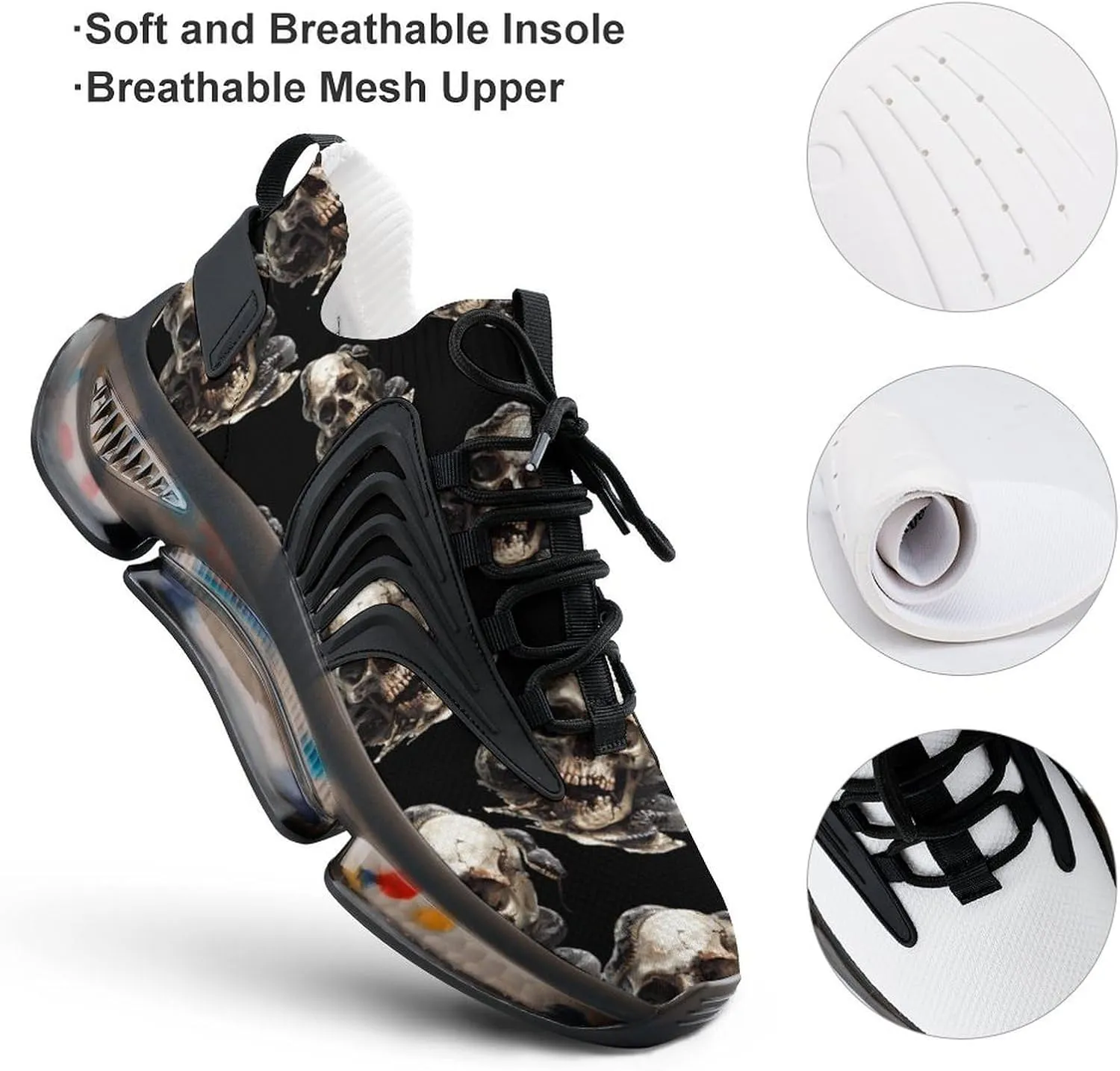 Skull Snake Men's Tennis Shoes Fashion Athletic Sneakers for Sport Walking Running Workout