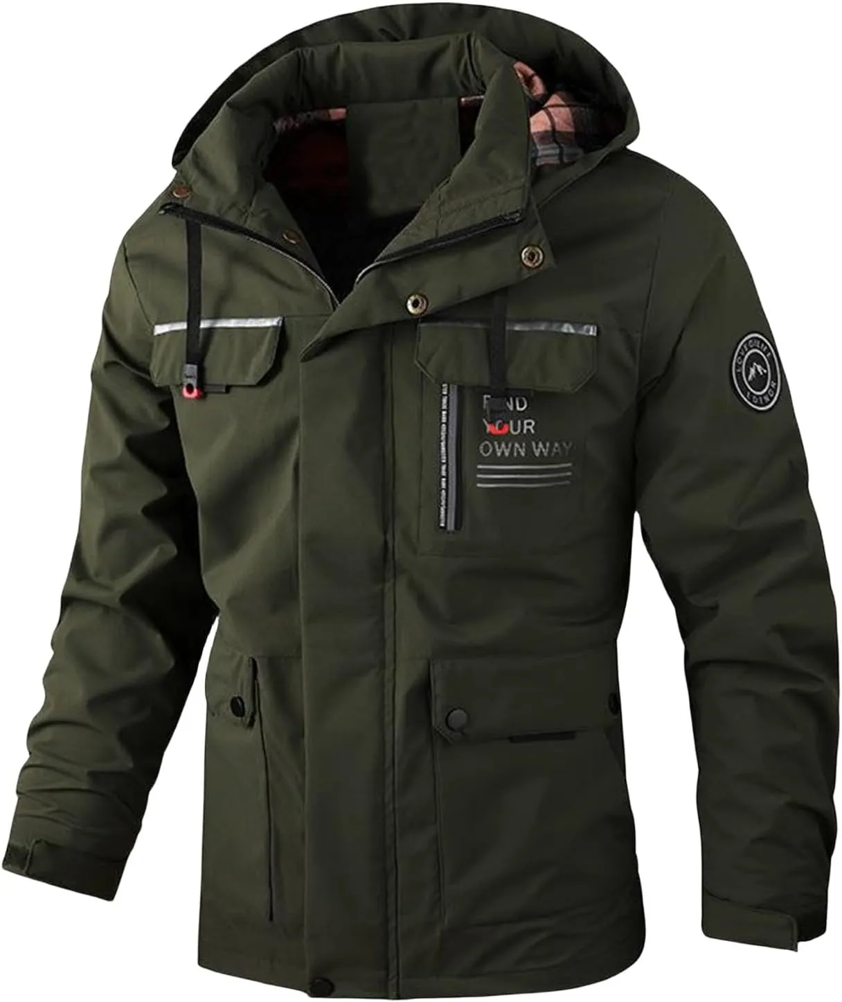 Smoneyful Mens Winter Coat Oversize Hooded Jacket Windproof Parkas Overcoat Thick Warm Cozy Trench Coat Windbreaker with Hood
