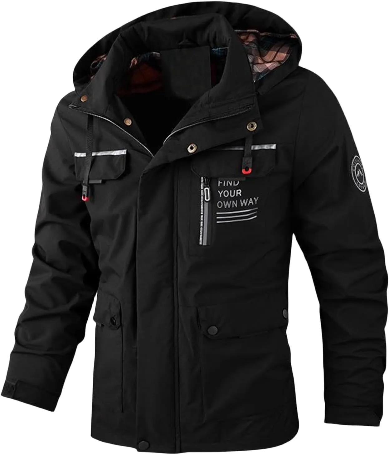 Smoneyful Mens Winter Coat Oversize Hooded Jacket Windproof Parkas Overcoat Thick Warm Cozy Trench Coat Windbreaker with Hood