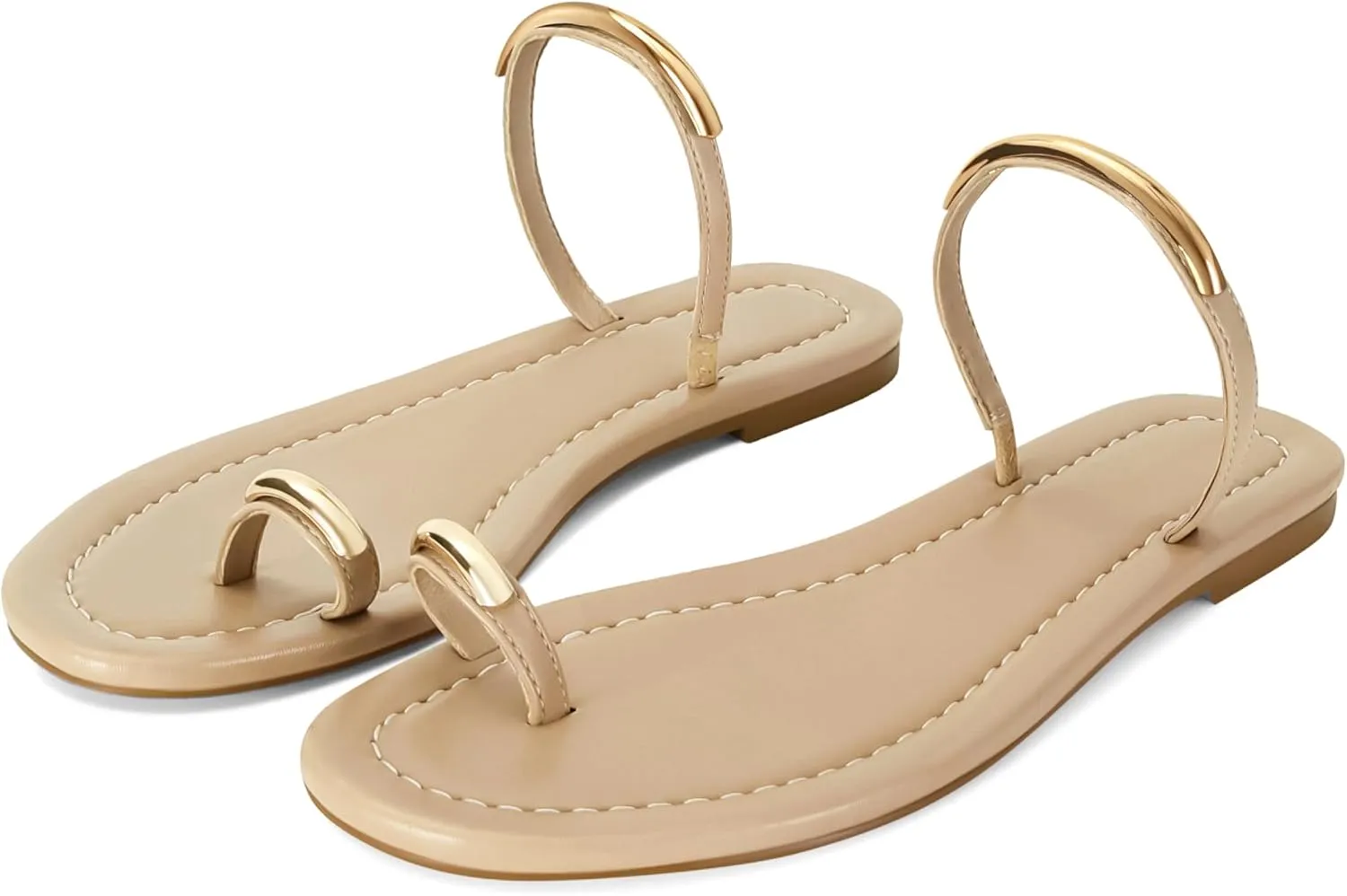 SOVANYOU Women's Toe Ring Thong Sandals Slip On Flat Flip Flops Open-Toe Slide Summer Sandals for Casual Beach & Dressy Outfits