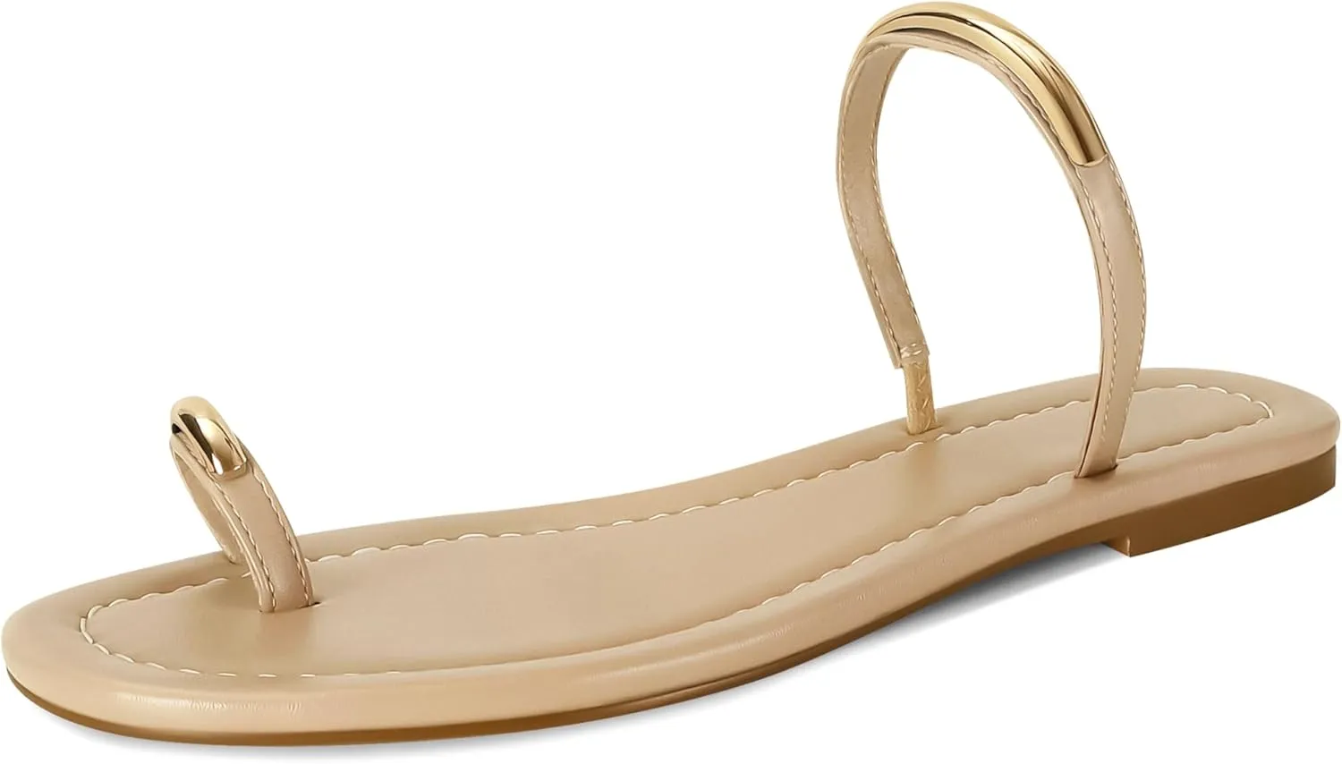 SOVANYOU Women's Toe Ring Thong Sandals Slip On Flat Flip Flops Open-Toe Slide Summer Sandals for Casual Beach & Dressy Outfits