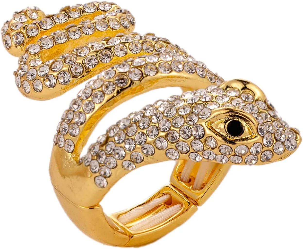 Spiral Wrap Crystal Snake Vintage Chunky Cluster Rhinestone Stretch Statement Cocktail Rings for Women