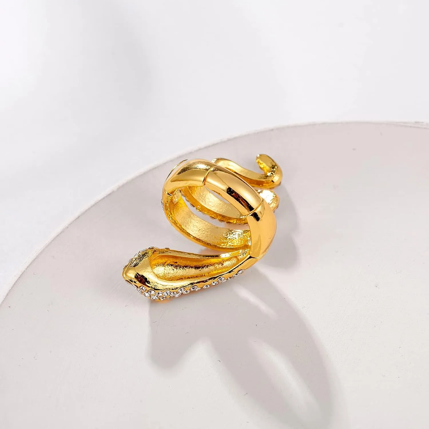 Spiral Wrap Crystal Snake Vintage Chunky Cluster Rhinestone Stretch Statement Cocktail Rings for Women