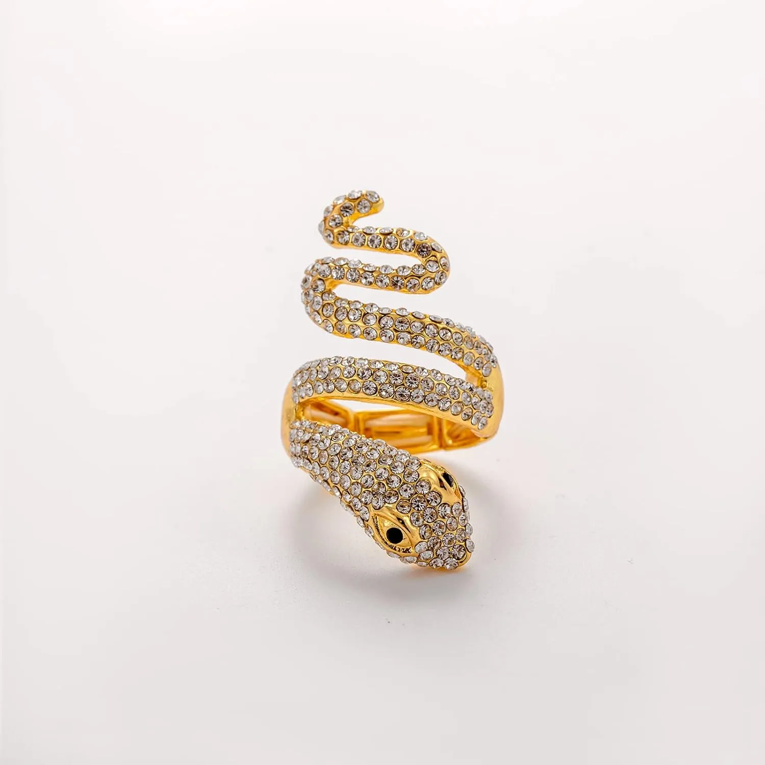 Spiral Wrap Crystal Snake Vintage Chunky Cluster Rhinestone Stretch Statement Cocktail Rings for Women