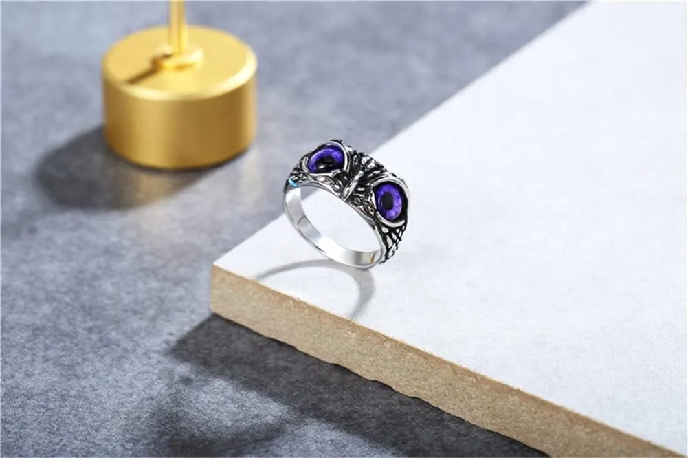 Stainless Steel Signet Biker Ring Vintage Animal Demon Eye Owl Rings for Men Women Statement Jewelry