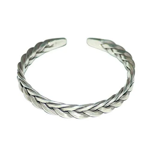 Sterling Silver Woven & Twist Bangle For Men & Women,Sterling Silver Twist Bracelet,Handmade Woven Sterling Silver Cuff