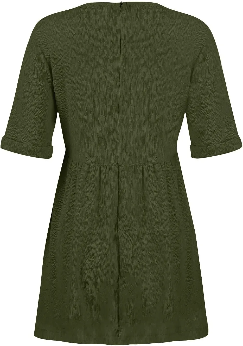 Summer Dress for Women 2024 Trendy Casual V-Neck Short Sleeve Solid Sundress Loose Flowy Beach Dress with Pockets