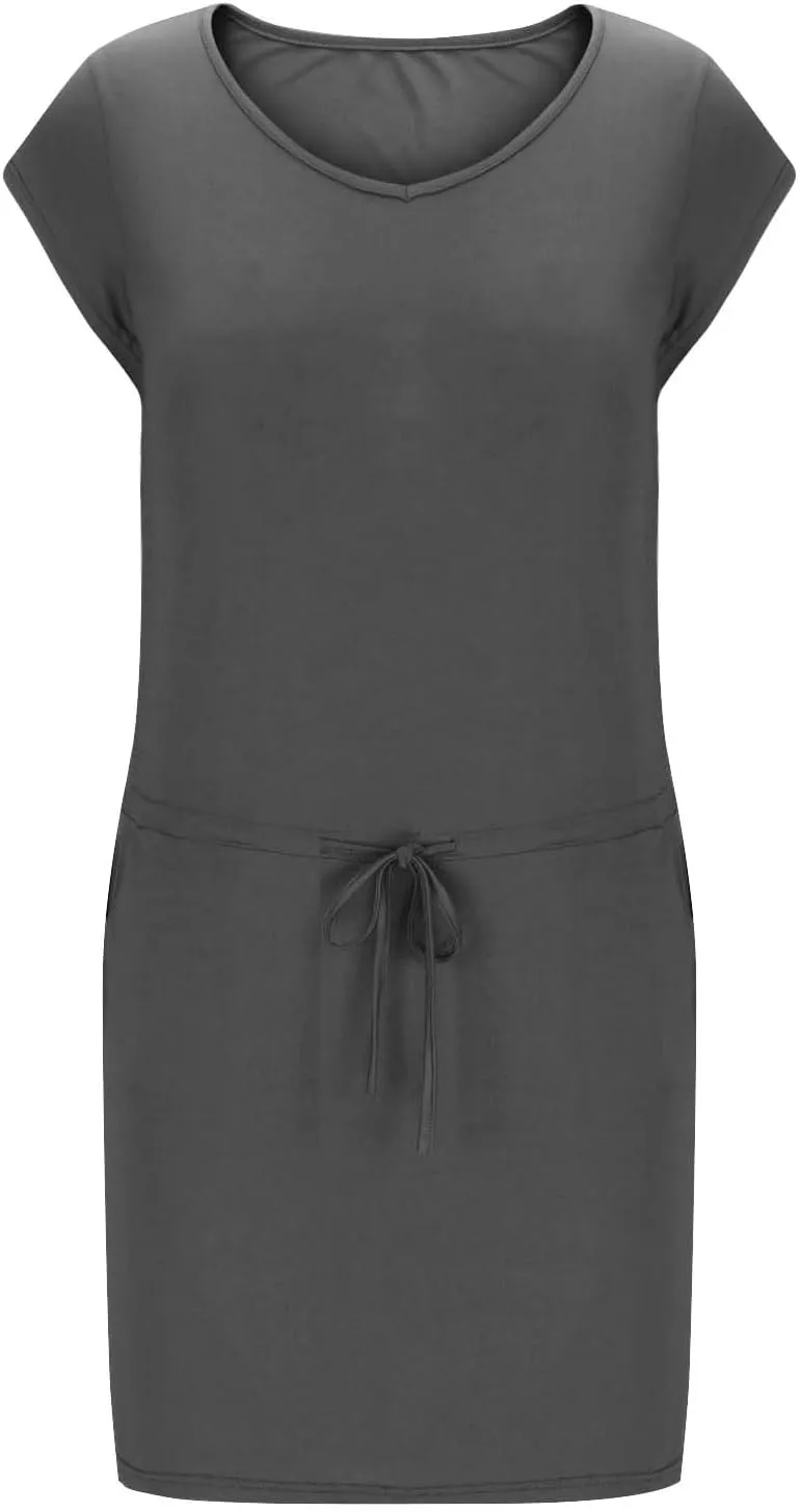 Summer Dresses for Women Short Sleeve Loose Tshirt Dress V-Neck Comfy Casual Sundresses with Pockets