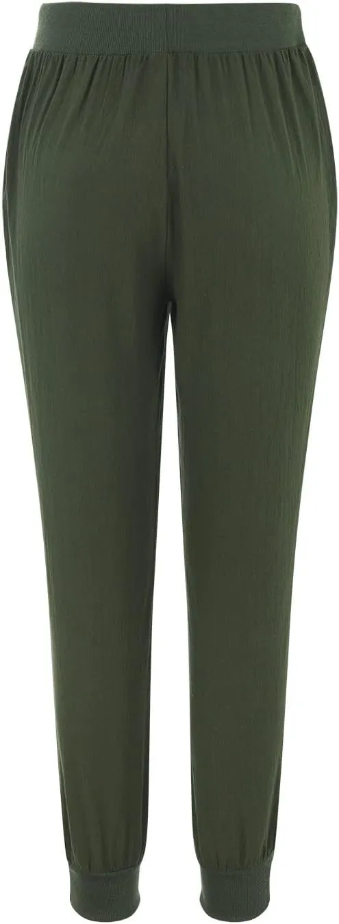 Summer Pants for Women 2025 Casual Drawstring High Waisted Linen Pants Beach Wide Leg Trousers with Pockets Summer