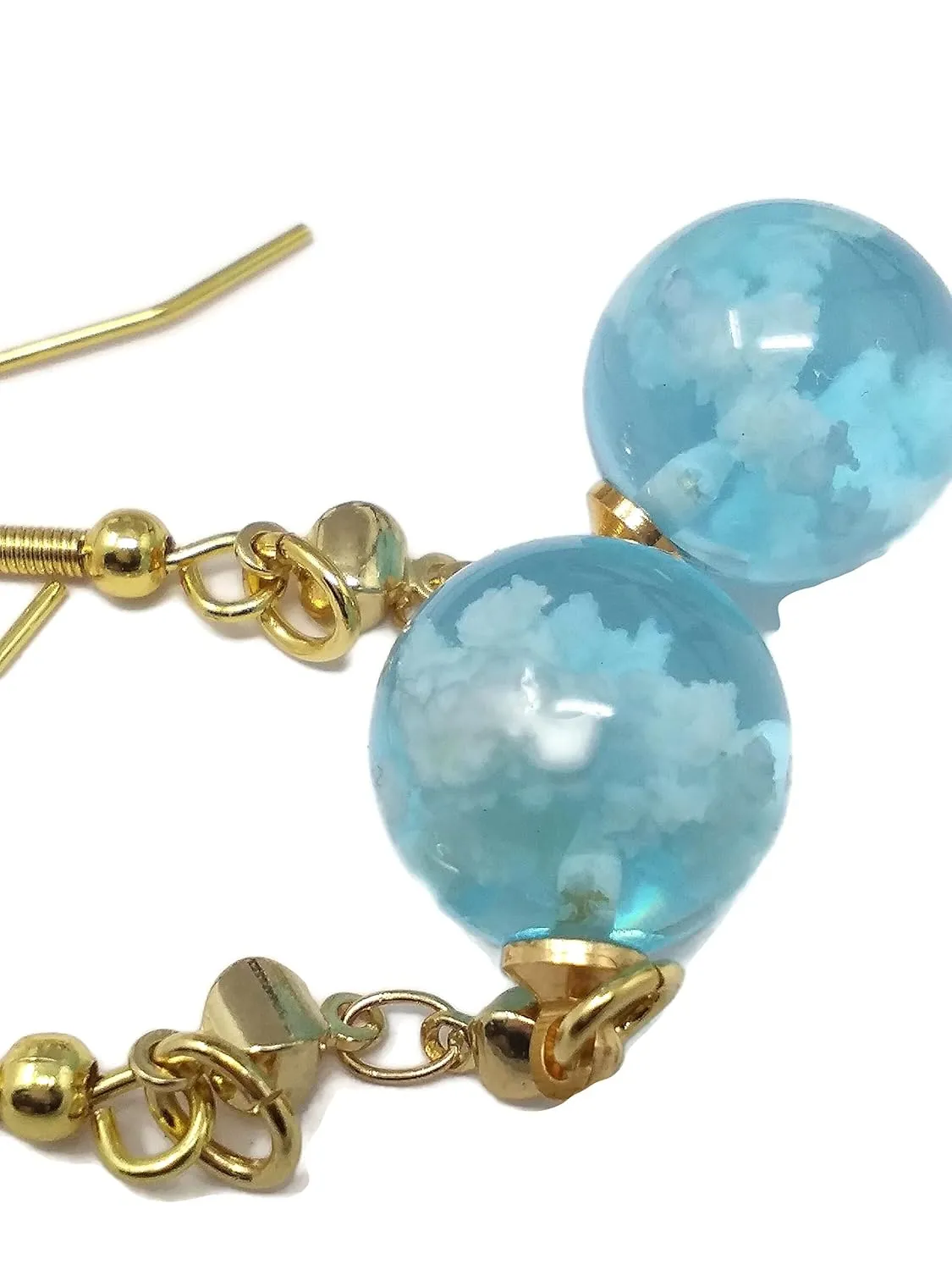 Summer Sky Dangle Earrings with Gold Plated Stainless Steel French Hooks
