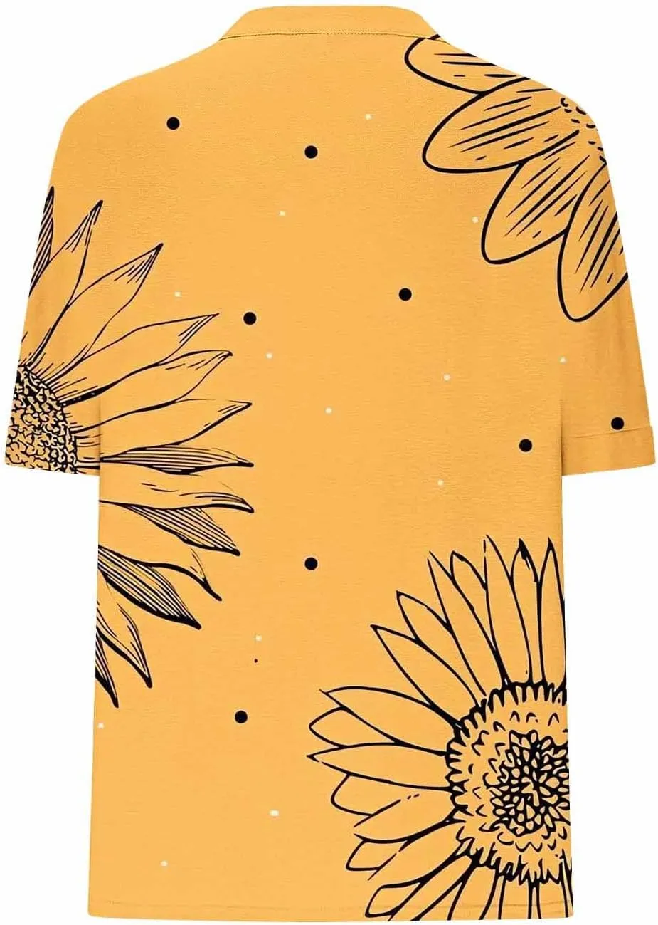 Summer Tops for Women 2025 Boho Short Sleeve V Neck Tunic Shirts Dressy Casual Floral Blouse Trendy Vacation Outfits