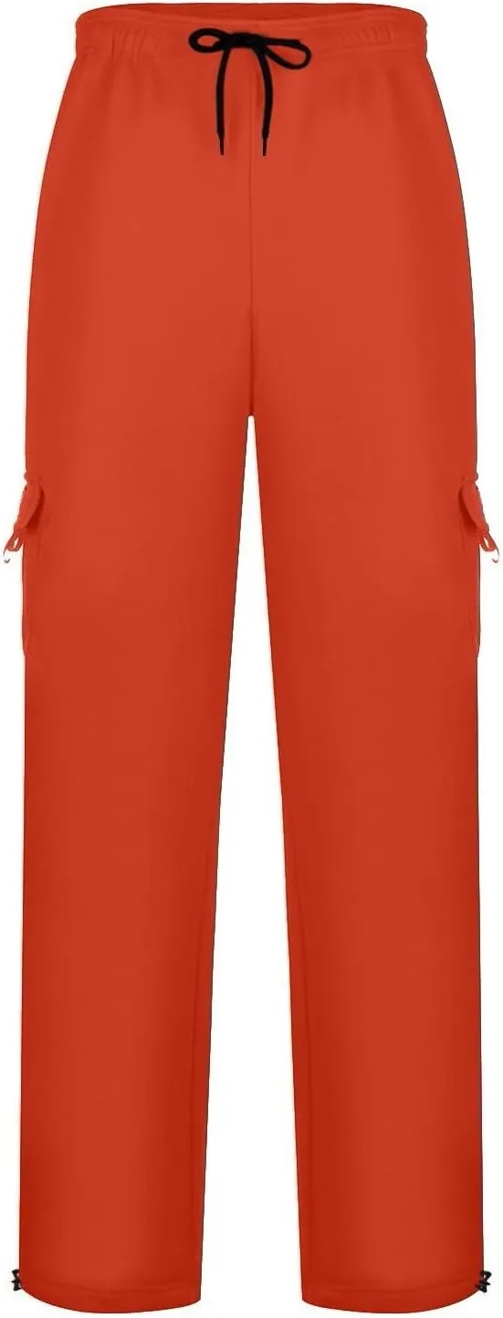 Sweatpants for Men Fashion Personalized Casual Solid Color Tie Multi-Pocket Drawstring Cargo Pants Trousers