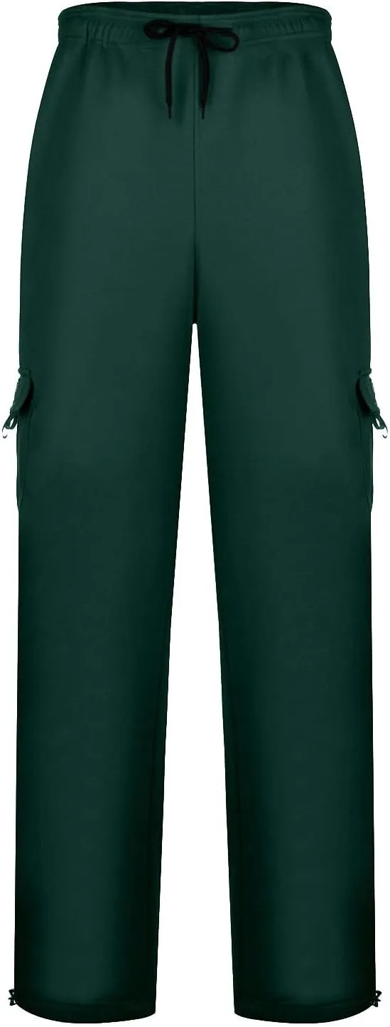 Sweatpants for Men Fashion Personalized Casual Solid Color Tie Multi-Pocket Drawstring Cargo Pants Trousers