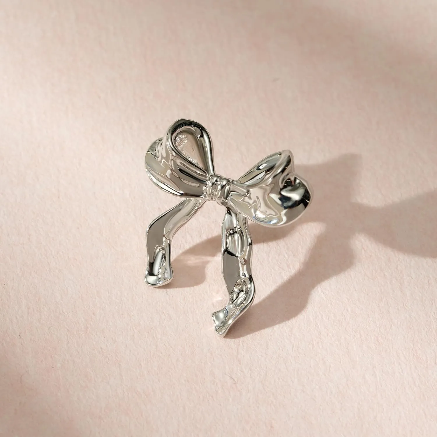 SWEETV Gold/Silver Bow Earrings for Women, 925 Sterling Silver Post Ribbon Knot Stud Earrings Drops, Daily Jewelry Accessory Valentines Day Gifts