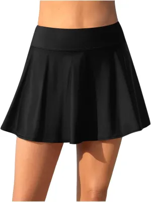 Swim Skirt for Women Ruffle Ruched High Waisted Bathing Suits Bottoms with Built-in Brief Swimsuits Skirt Swim Shorts