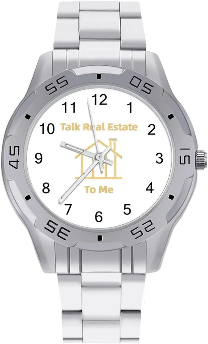 Talk Real Estate to Me Classic Wrist Watches for Men Casual Business Dress Watch with Stainless Steel Band Work Party