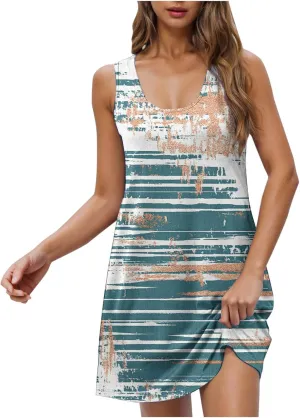 Tank Dress for Women 2025 Sleeveless Floral Casual Summer Mini Dress Flowy Trendy Loose Fit Beach Short Dresses
