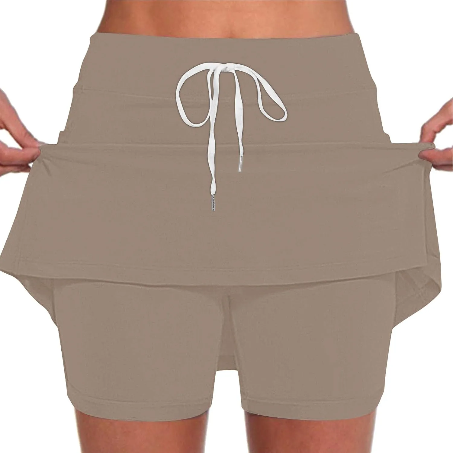 Tennis Skorts for Women with Inner Shorts High Waisted Drawstring Mini Skirts Summer Trendy Athletic Workout Shorts