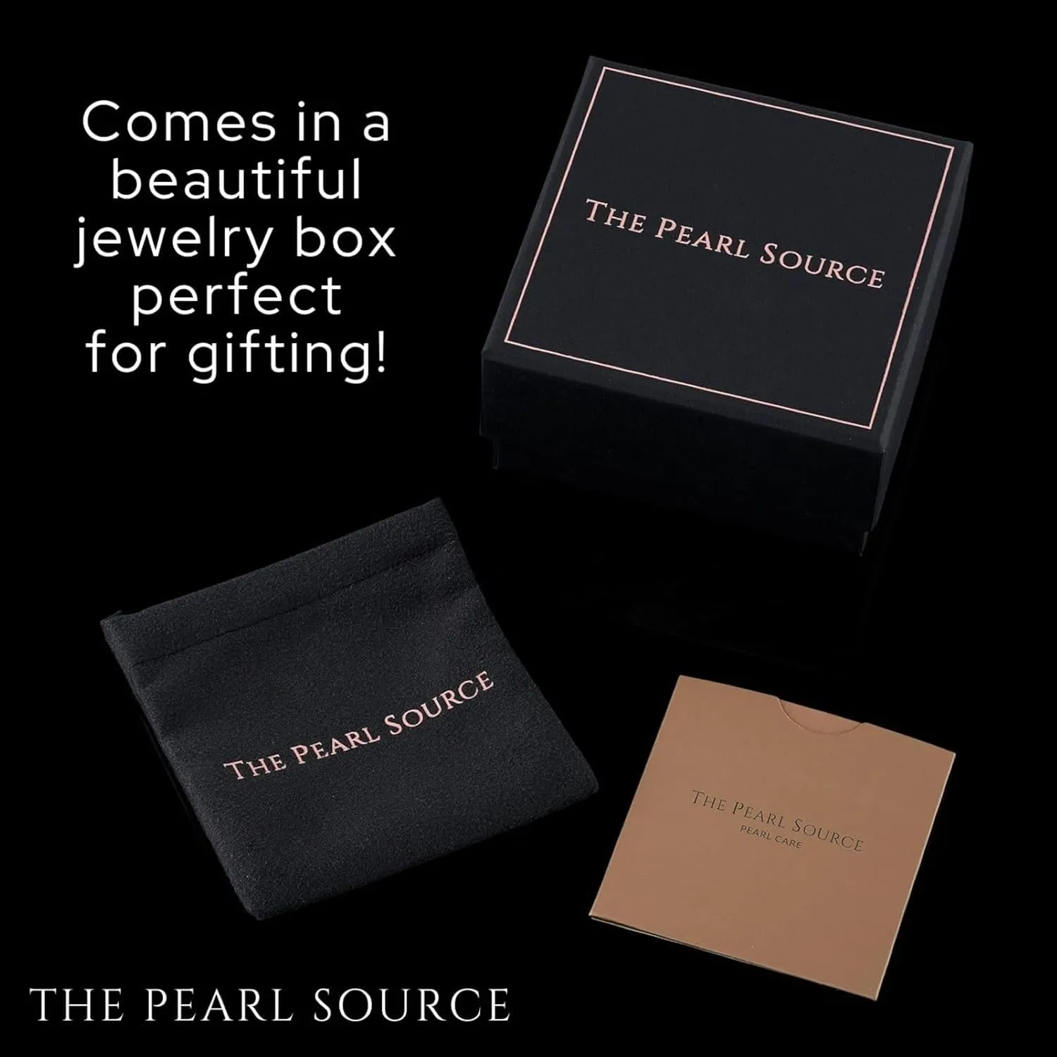 THE PEARL SOURCE Black Japanese Akoya Real Pearl Earrings for Women - 14k Gold Stud Earrings | Hypoallergenic Earrings with Genuine Cultured Pearls