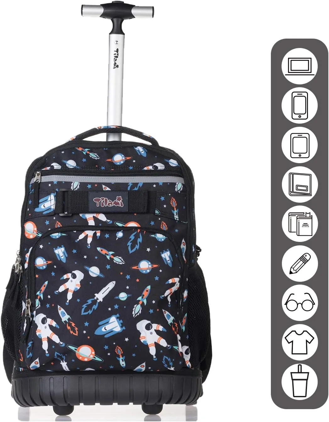 Tilami Rolling Backpack 18 inch Wheeled Backpack School College Student Travel Trip Boys and Girls