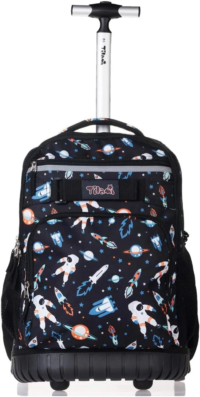 Tilami Rolling Backpack 18 inch Wheeled Backpack School College Student Travel Trip Boys and Girls