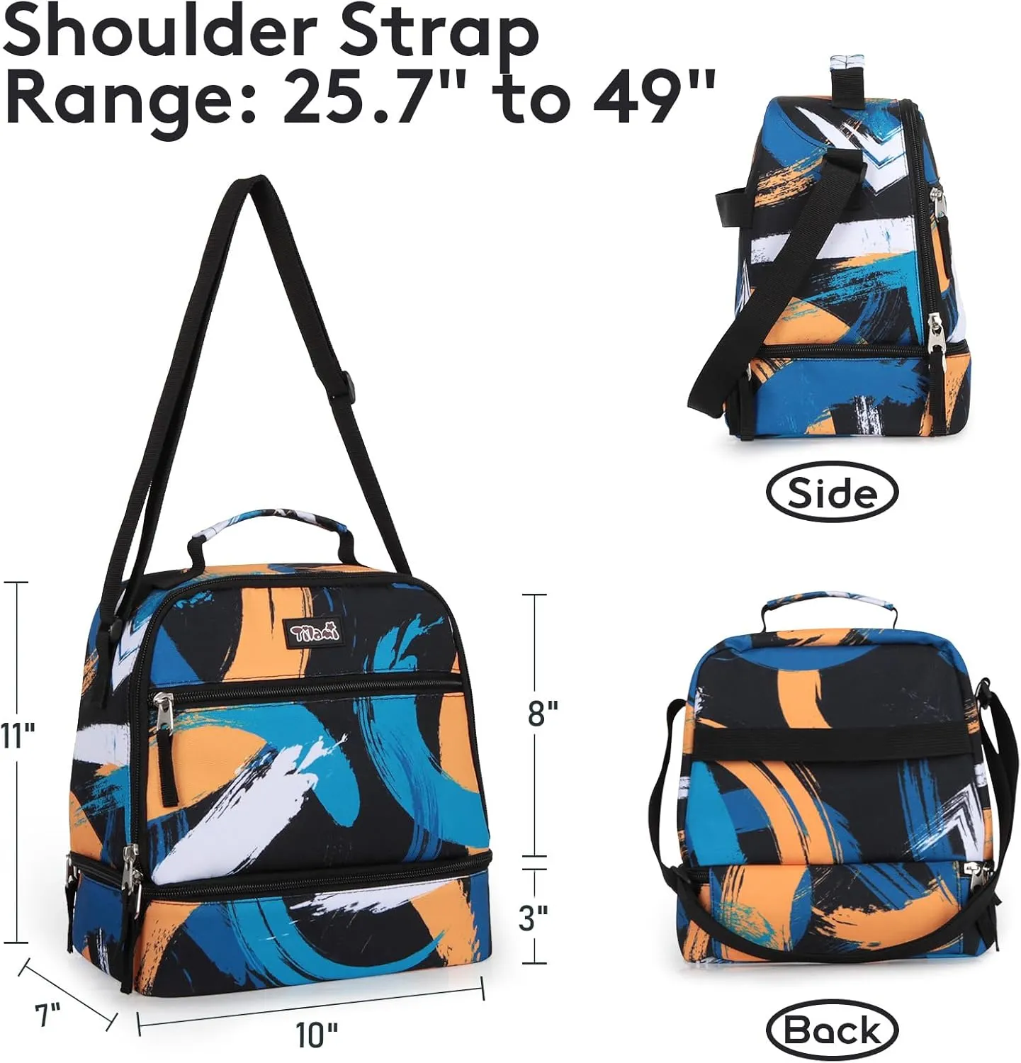 Tilami Rolling Backpack & Lunch bag for Kids 19 Inch Wheeled Bookbag for Boys & Girls for School & Travel,Arts orange