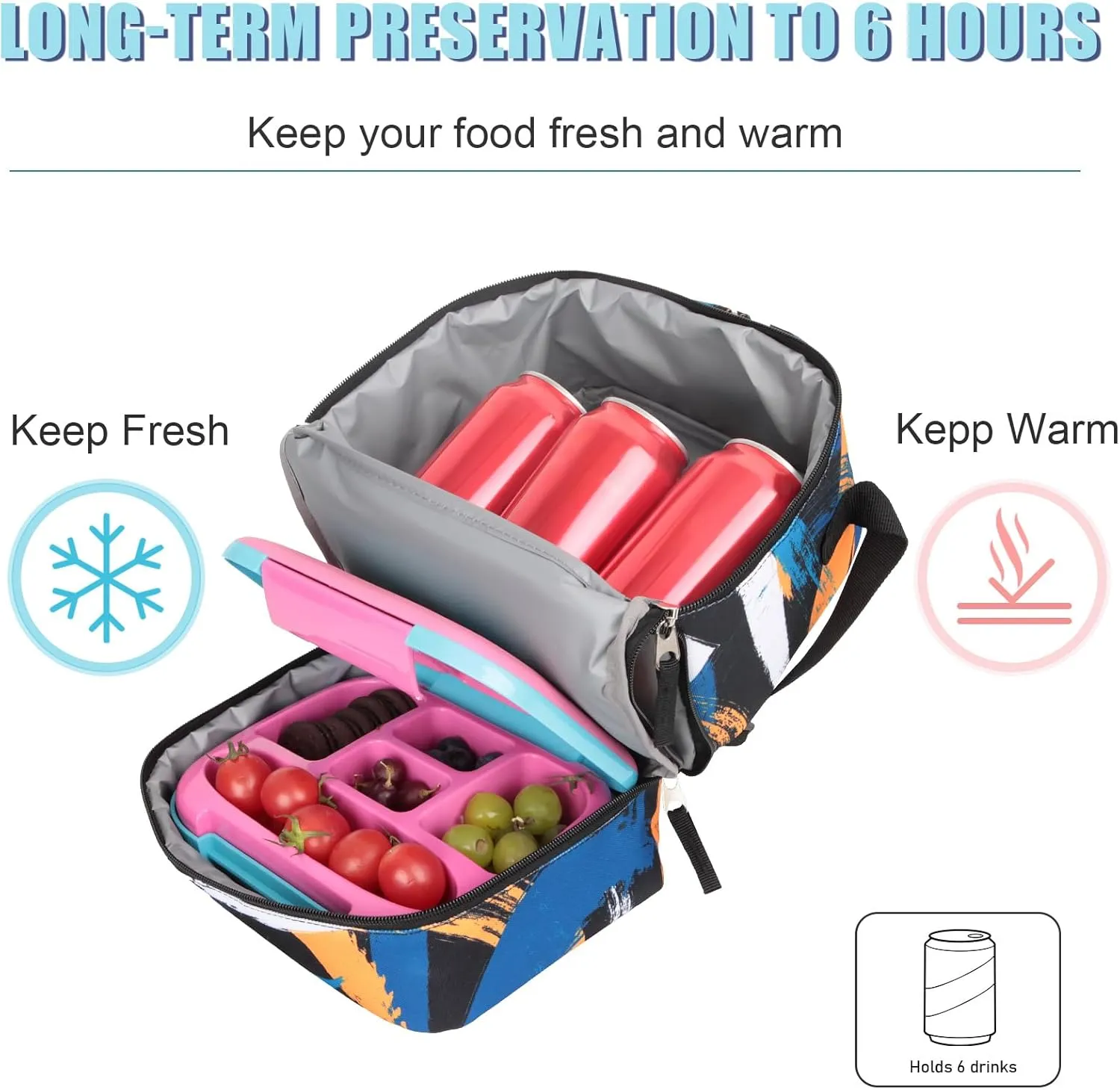 Tilami Rolling Backpack & Lunch bag for Kids 19 Inch Wheeled Bookbag for Boys & Girls for School & Travel,Arts orange