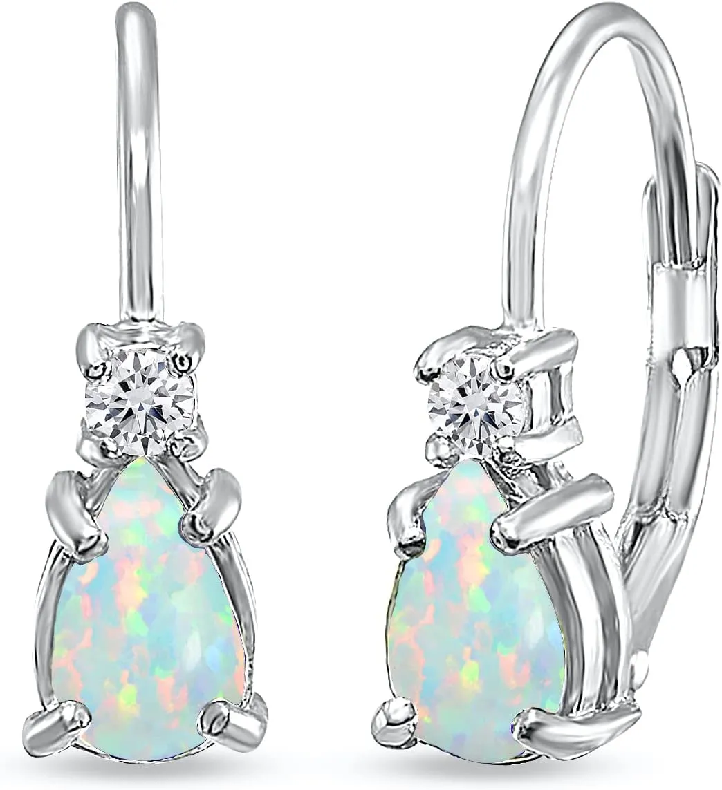 Tiny Birthstone Earrings Sterling Silver for Women, Genuine or Synthetic Gemstone Leverback Teardrop Huggie Earring