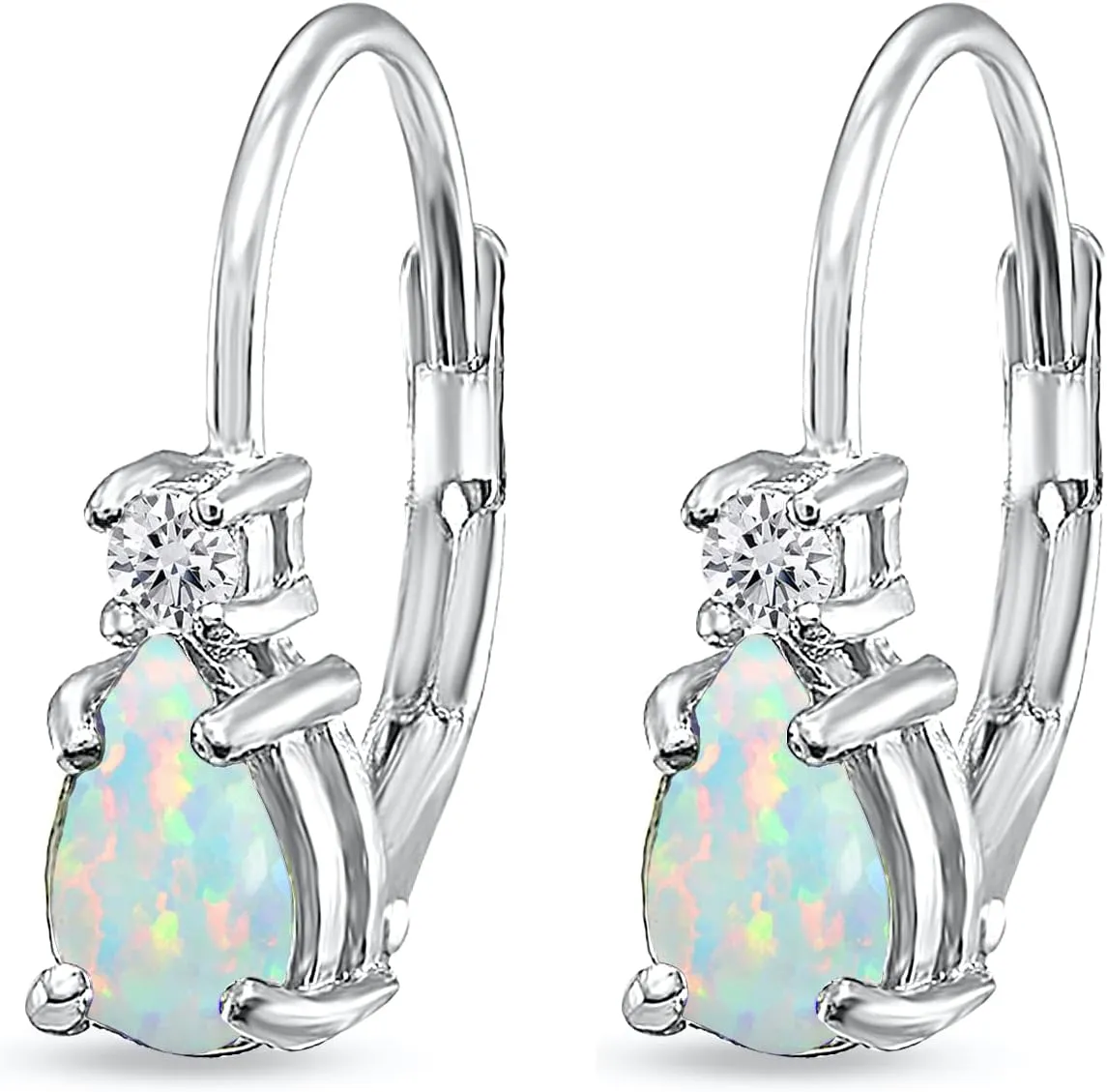 Tiny Birthstone Earrings Sterling Silver for Women, Genuine or Synthetic Gemstone Leverback Teardrop Huggie Earring