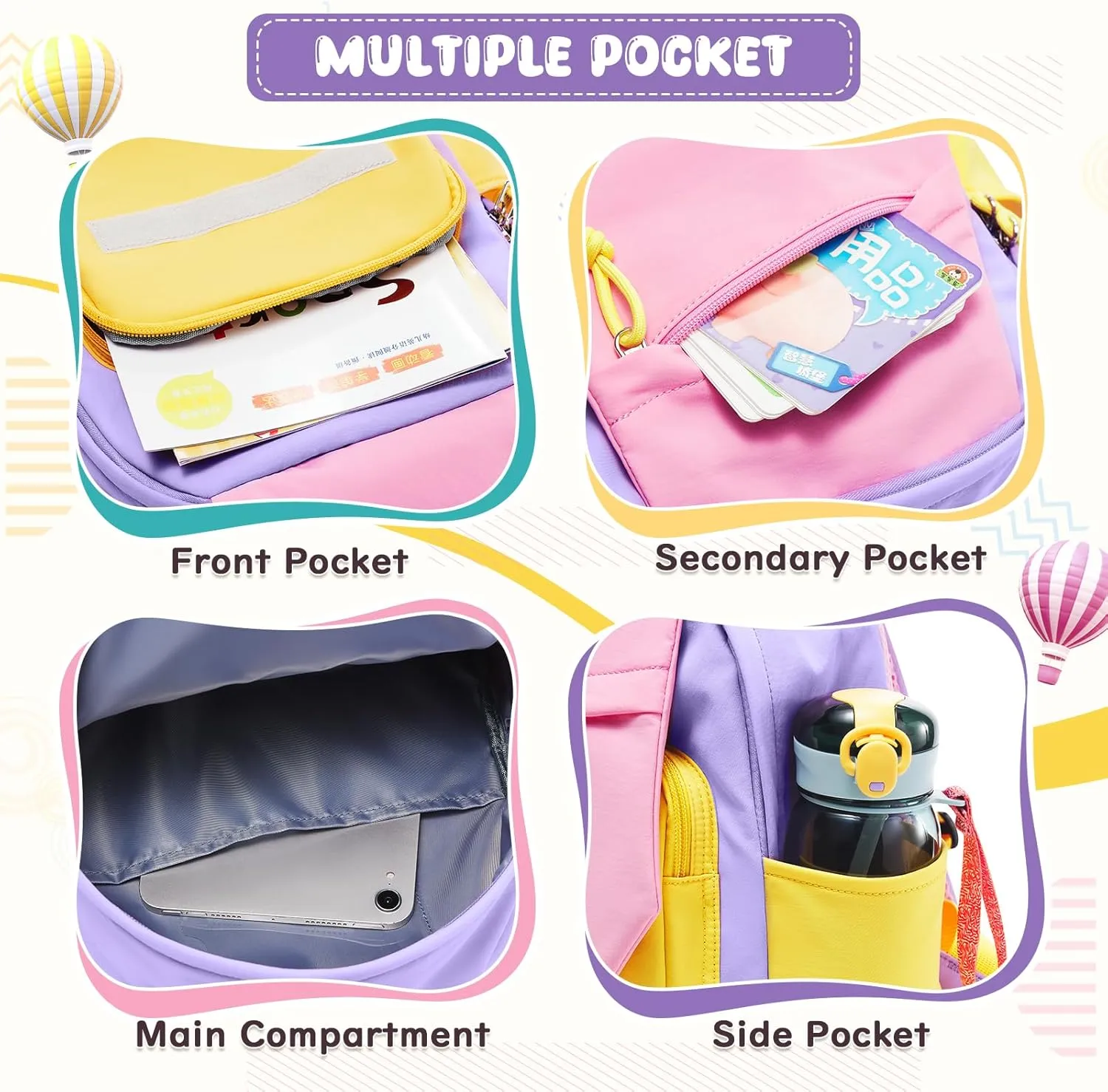 Toddler Backpack for Boys Girls 2-4, Small Kids Backpack for School, Preschool Kindergarten Backpack, Toddler Mini Bookbag Travel Daypack for Kids Purple Pink