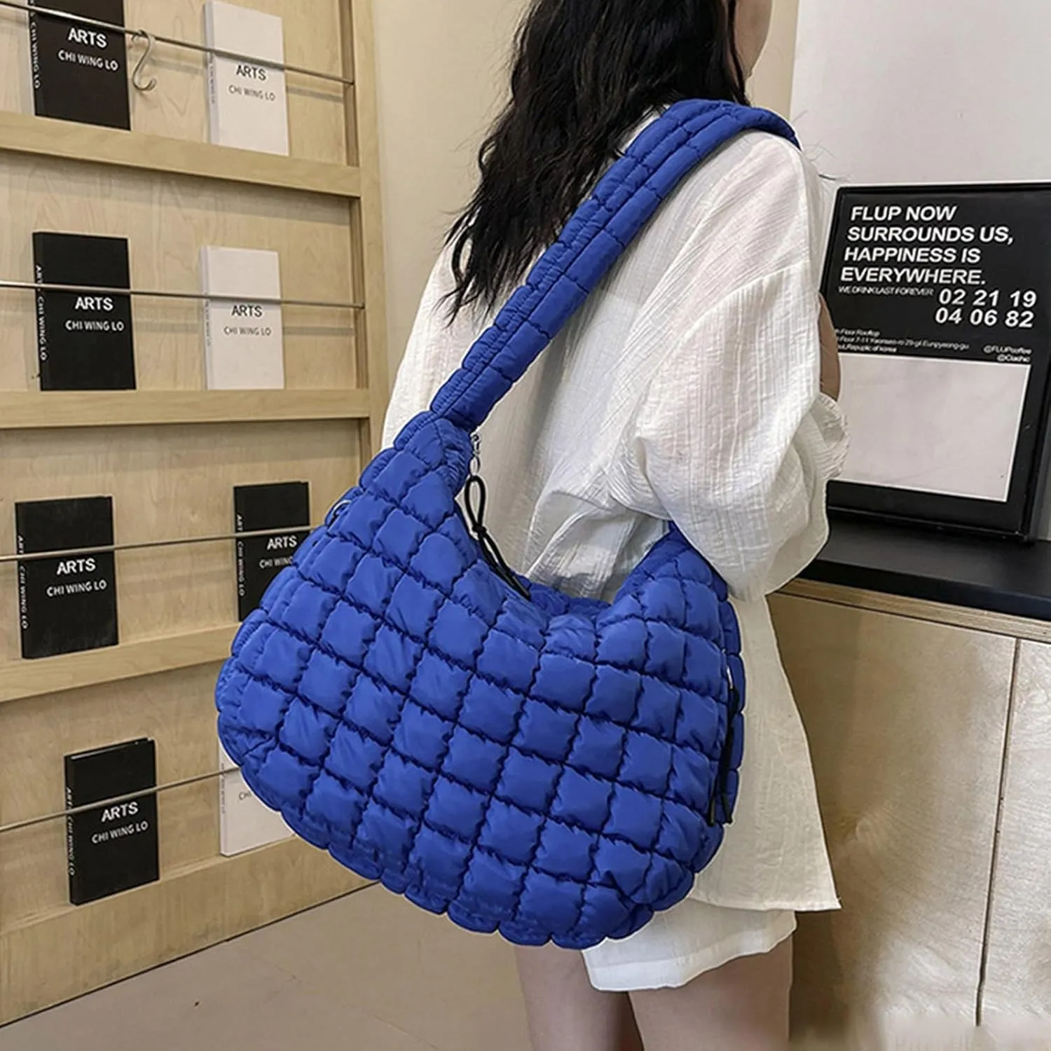 Tote Bag For Women Ladies Large Quilted Tote Bag Winter Soft Quilted Shoulder Bag Down Shoulder Bag Shopping Handbag H