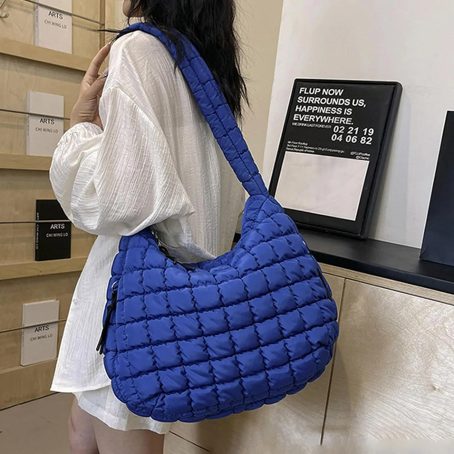 Tote Bag For Women Ladies Large Quilted Tote Bag Winter Soft Quilted Shoulder Bag Down Shoulder Bag Shopping Handbag H