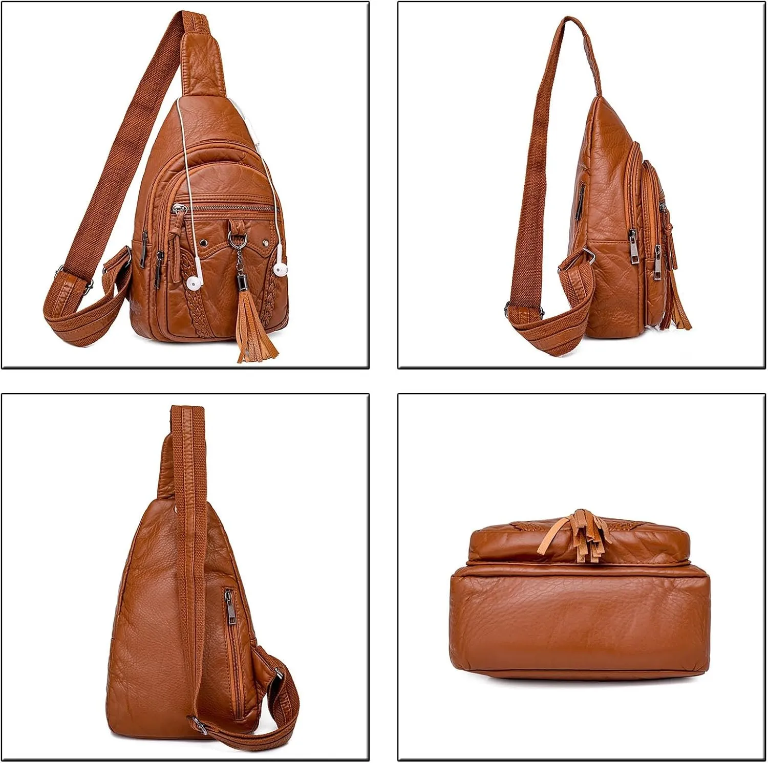 Tote Bag For Women Retro Chest Bag Sling Bag Small Crossbody Pu Leather Satchel Day pack Fashion Shoulder Outdoor Bags V