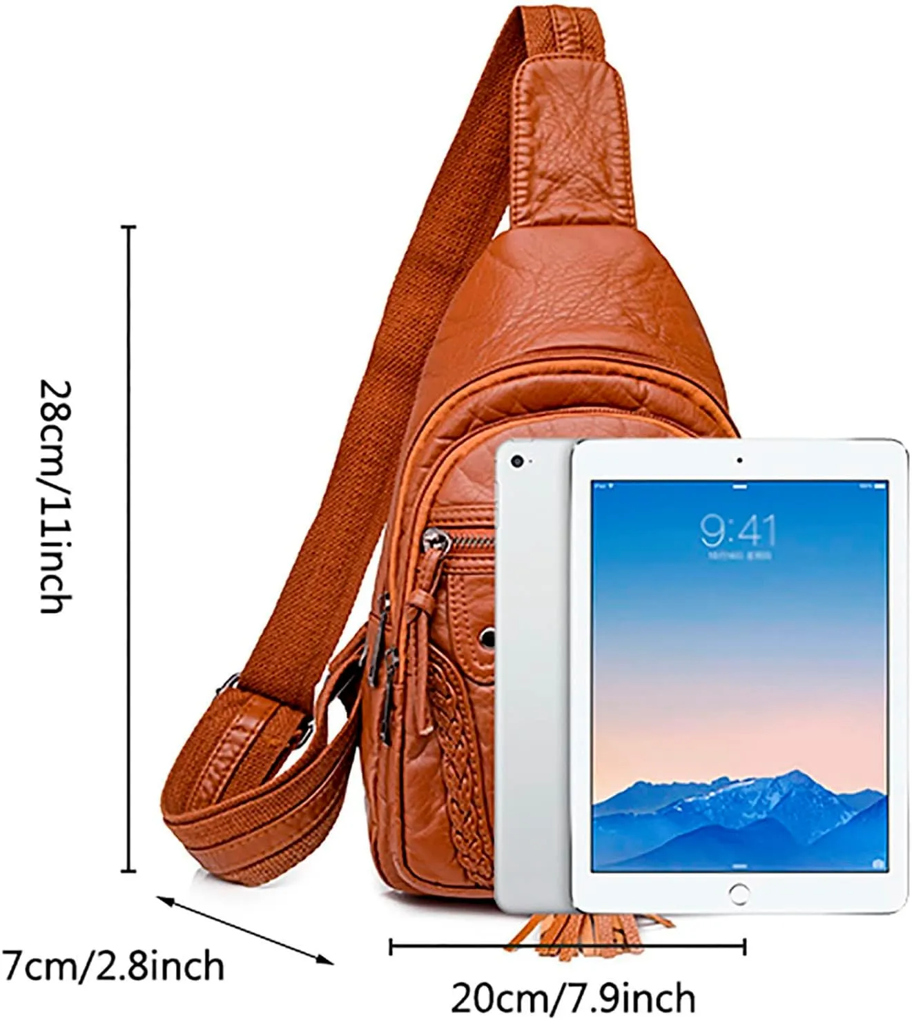 Tote Bag For Women Retro Chest Bag Sling Bag Small Crossbody Pu Leather Satchel Day pack Fashion Shoulder Outdoor Bags V