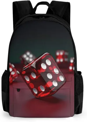 Travel Backpack for Men Women Red Dice Laptop Backpack for Work Office Travel Casual Daypack