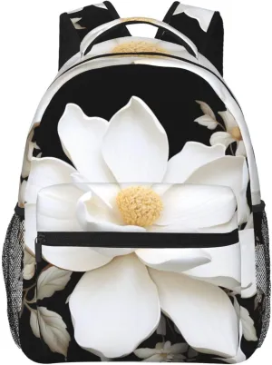 Travel Backpack for Women Men White Floral Laptop Backpack Large College Bag Waterproof Casual Daypack